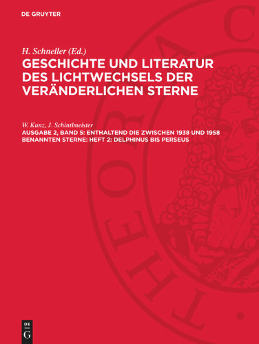 Enthaltend die zwischen 1938 und 1958 benannten Sterne: Heft 2: Delphinus bis Perseus book cover by 
