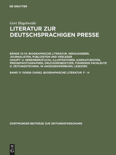 110926–124562. Biographische Literatur. F - H book cover by Gert Hagelweide