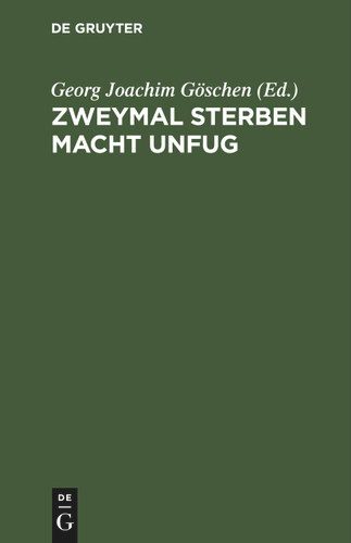 Zweymal sterben macht Unfug: Ein Lustspiel in fünf Aufzügen book cover by 