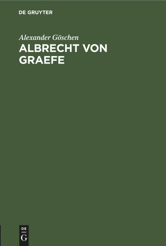 Albrecht von Graefe book cover by Alexander Göschen