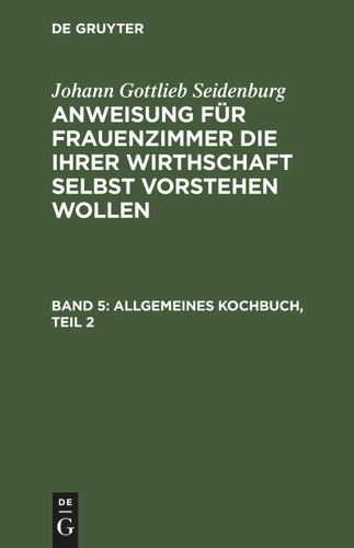 Allgemeines Kochbuch, Teil 2 book cover by Johann Gottlieb Seidenburg