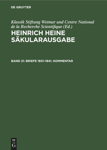 Briefe 1831–1841. Kommentar book cover by 