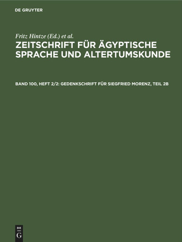 Gedenkschrift für Siegfried Morenz, Teil 2b book cover by 