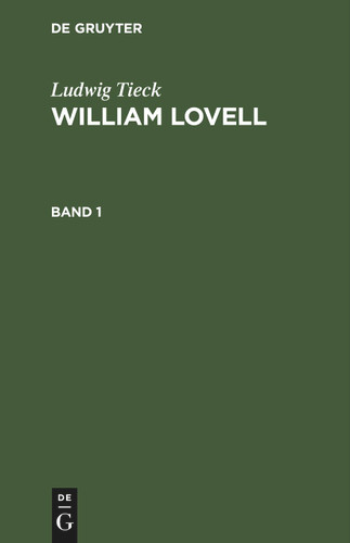 Ludwig Tieck: William Lovell. Band 1 book cover by Ludwig Tieck