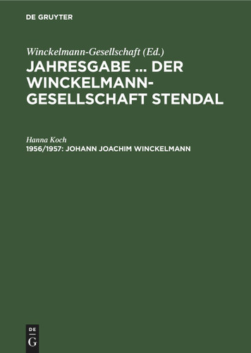 Johann Joachim Winckelmann: Sprache und Kunstwerk book cover by Hanna Koch