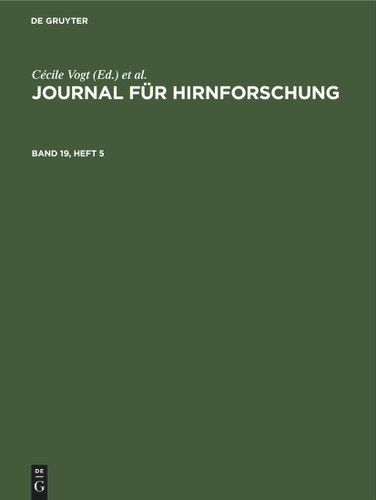 Journal für Hirnforschung. Band 19, Heft 5 book cover by 