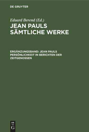 Jean Pauls Persönlichkeit in Berichten der Zeitgenossen book cover by 
