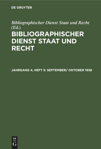 September/ Oktober 1958 book cover by 