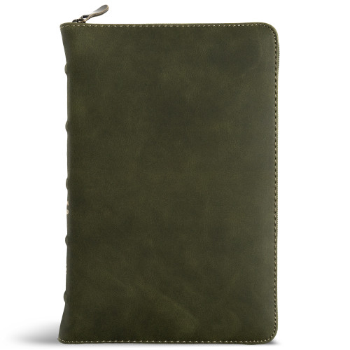CSB Personal Size Bible, Holman Handcrafted Collection, Zipper Closure, Marbled Olive Premium Calfskin (Holman Handcrafted Collection) book cover by CSB Bibles by Holman