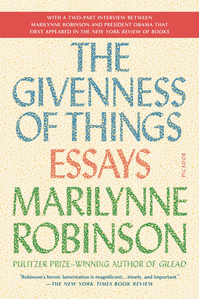 The Givenness of Things: Essays Cover
