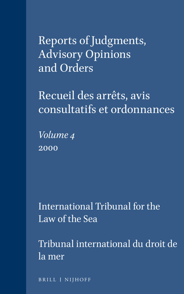 Reports of Judgments, Advisory Opinions and Orders / Recueil des arrêts, avis consultatifs et ordonnances, Volume 4 (2000) [9789041119087]