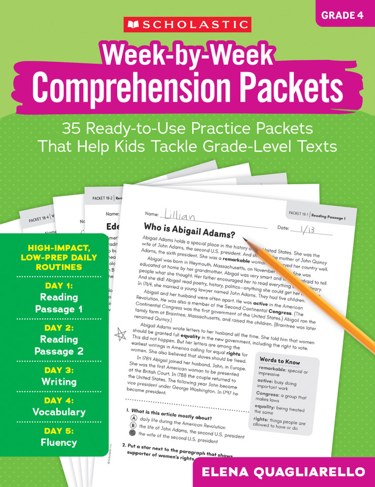 Week-by-Week Packets : Comprehension (Gr. 4) book cover by Elena Quagliarello
