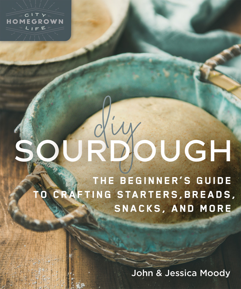 DIY Sourdough: The Beginner's Guide to Crafting Starters, Bread, Snacks, and More (Mother Earth News Wiser Living Series) book cover by John Moody, Jessica Moody