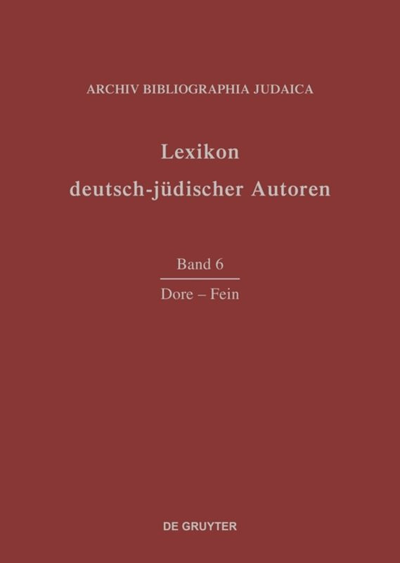 Dore - Fein (Lexikon deutsch-jüdischer Autoren #Band 6) book cover by 