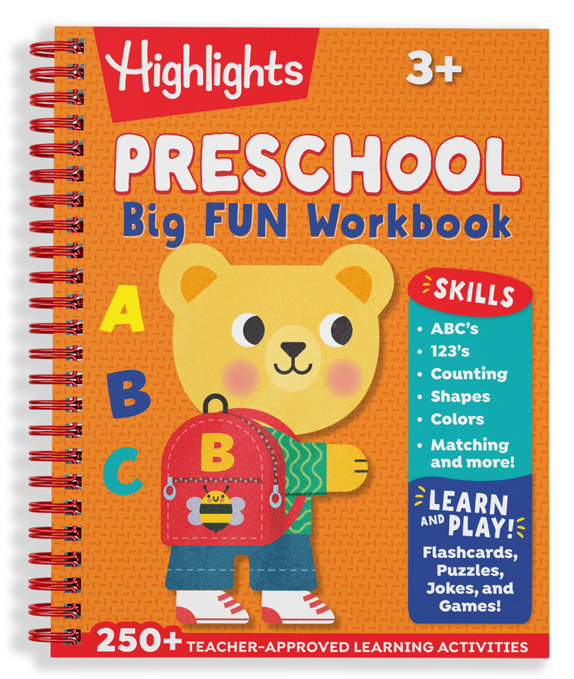 Preschool Big Fun Workbook: Preschool Learning Workbook with Over 250 Practice Games and Puzzles for PreK Math, Writing, Shapes and More Activities book cover by Highlights