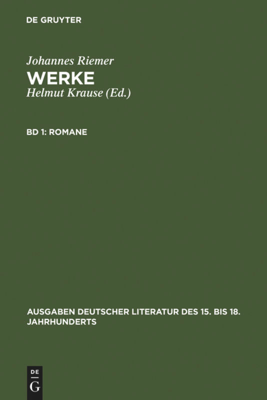 Romane book cover by Johannes Riemer