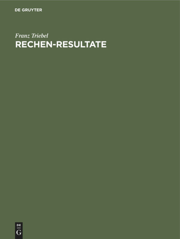 Rechen-Resultate book cover by Franz Triebel