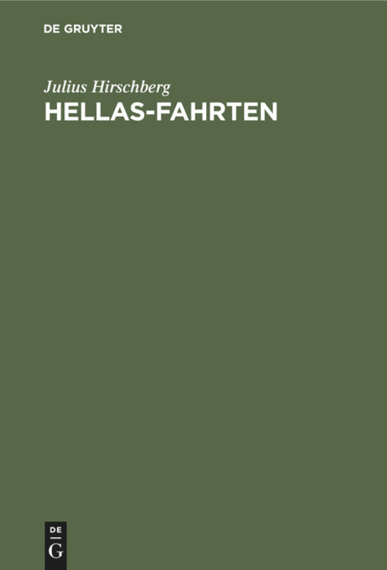 Hellas-Fahrten book cover by Julius Hirschberg