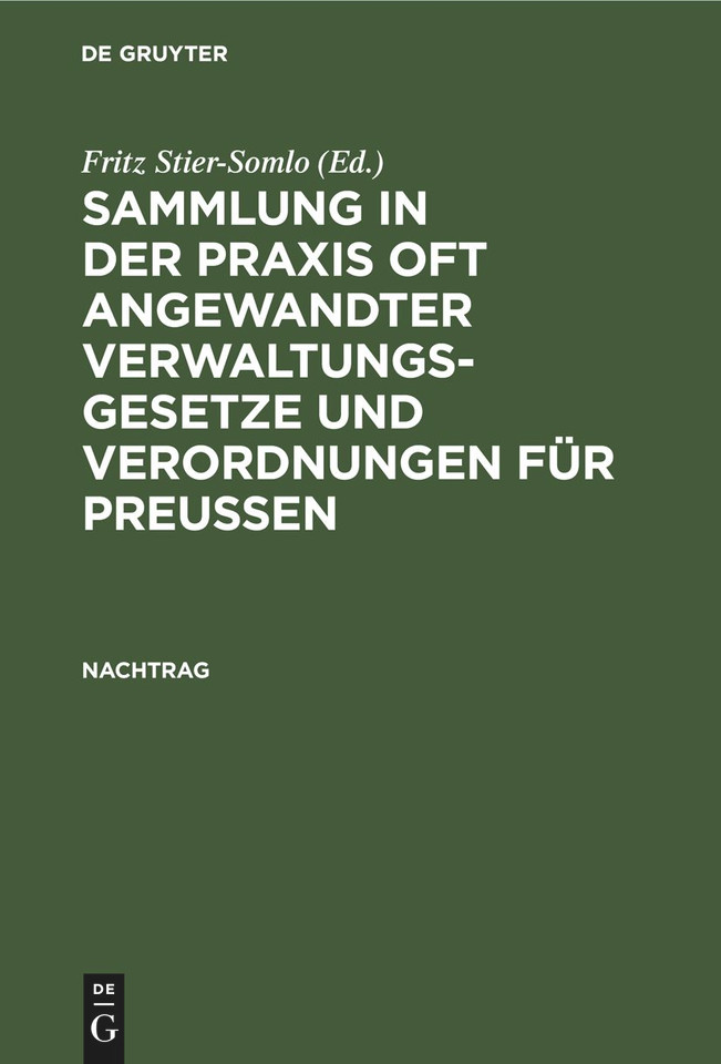 Nachtrag book cover by Fritz Stier-Somlo