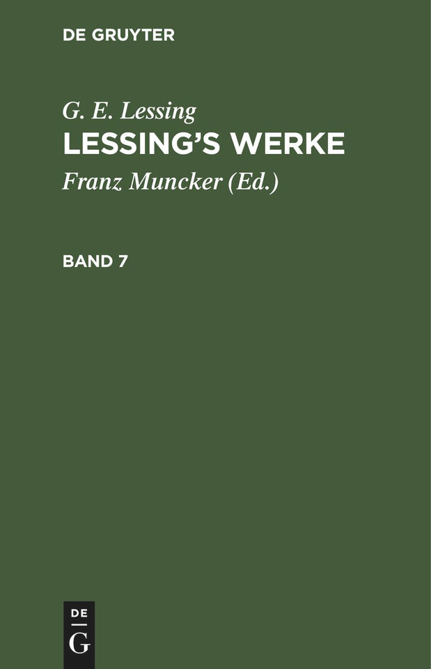 G. E. Lessing: Lessing’s Werke. Band 7 book cover by G. E. Lessing