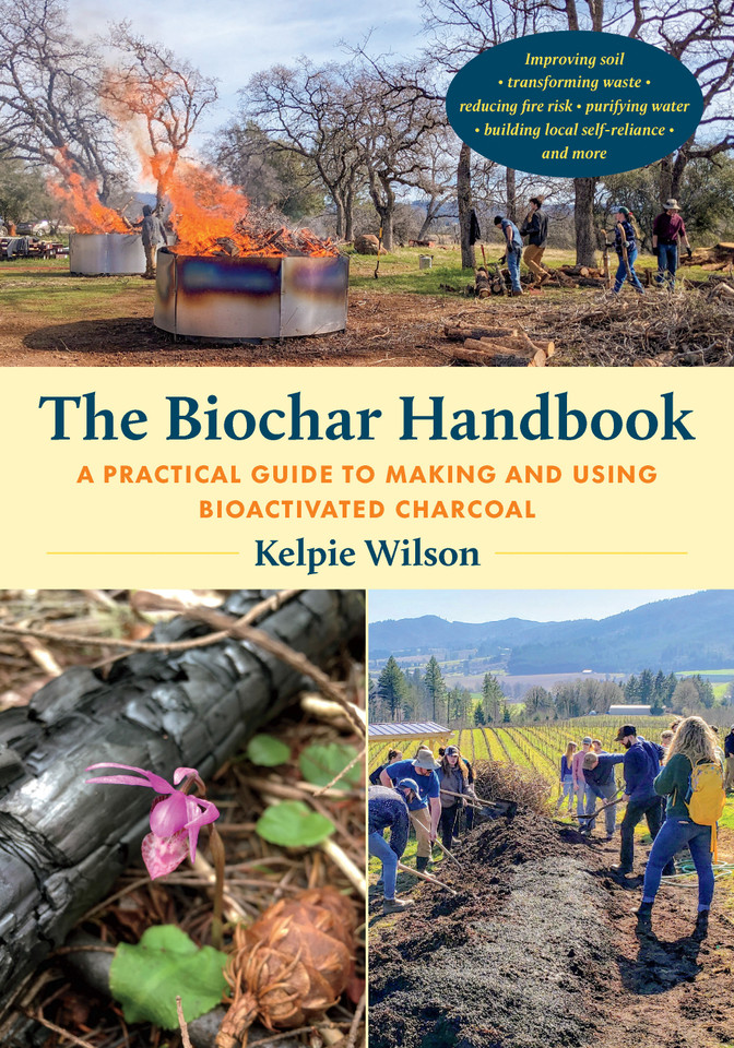 The Biochar Handbook: A Practical Guide to Making and Using Bioactivated Charcoal book cover by Kelpie Wilson