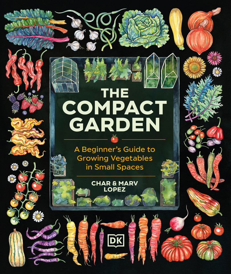 The Compact Garden: A Beginner's Guide to Growing Vegetables in Small Spaces book cover by Marv Lopez, Char Lopez