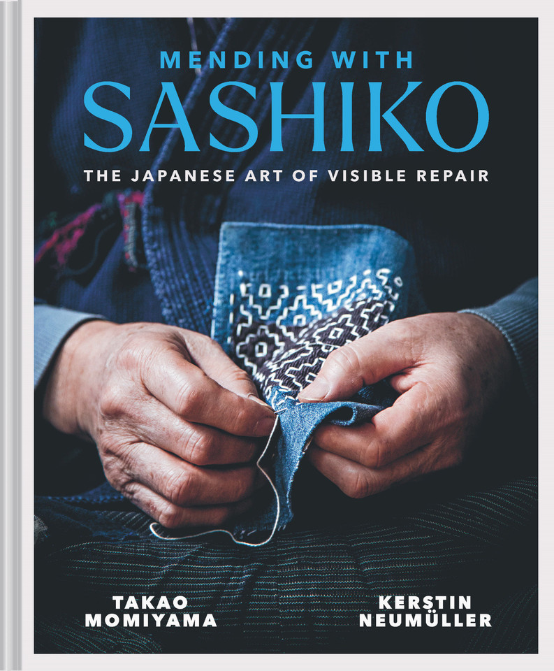Mending with Sashiko: The Japanese Art of Visible Repair book cover by Kerstin Neumüller, Takao "Momi" Momiyama
