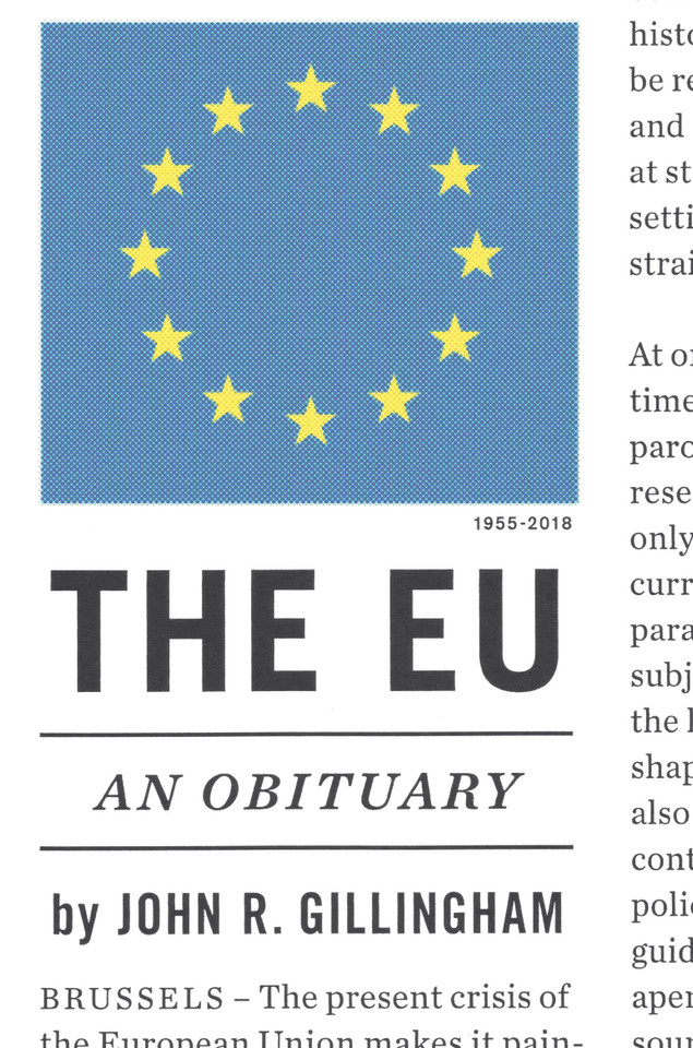 The E.U.: An Obituary book cover by John R. Gillingham