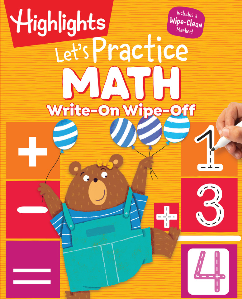 Write-On Wipe-Off Let's Practice Math: Dry Erase Kids Math Workbook Ages 5-7, Write and Wipe Clean Math Practice with Hidden Pictures Puzzles, Counting, Addition, Subtraction, Shape Recognition book cover by 