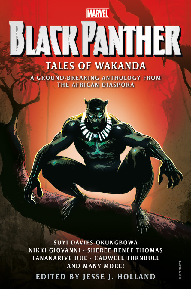 Black Panther: Tales of Wakanda book cover by Sheree Renée Thomas, Nikki Giovanni, Tananarive Due, Suyi Davies Okungbowa, Cadwell Turnbull, Alex Simmons, Linda D. Addison, Kyoko M., Danian Jerry, Glenn Parris, Milton J. Davies, Troy L. Wiggins, Christopher Chambers, Harlan James