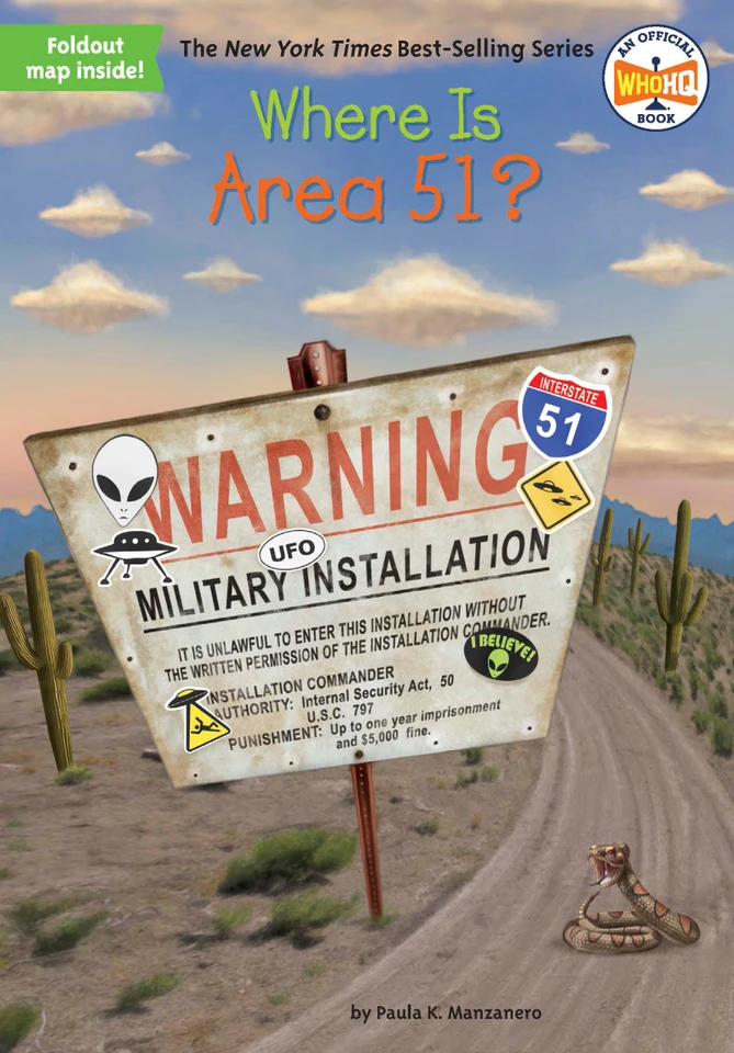 Where Is Area 51? (Where Is?) book cover by Paula K. Manzanero, Who HQ