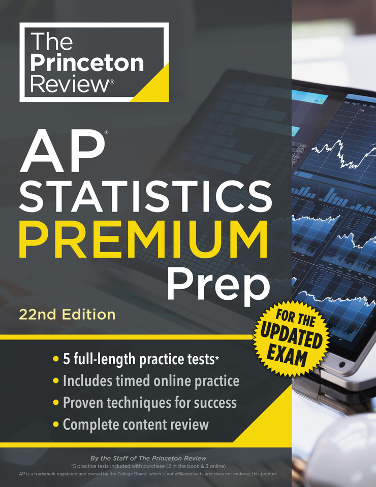 Princeton Review AP Statistics Premium Prep, 22nd Edition: 5 Practice Tests + Digital Practice Online + Content Review (College Test Preparation) book cover by The Princeton Review