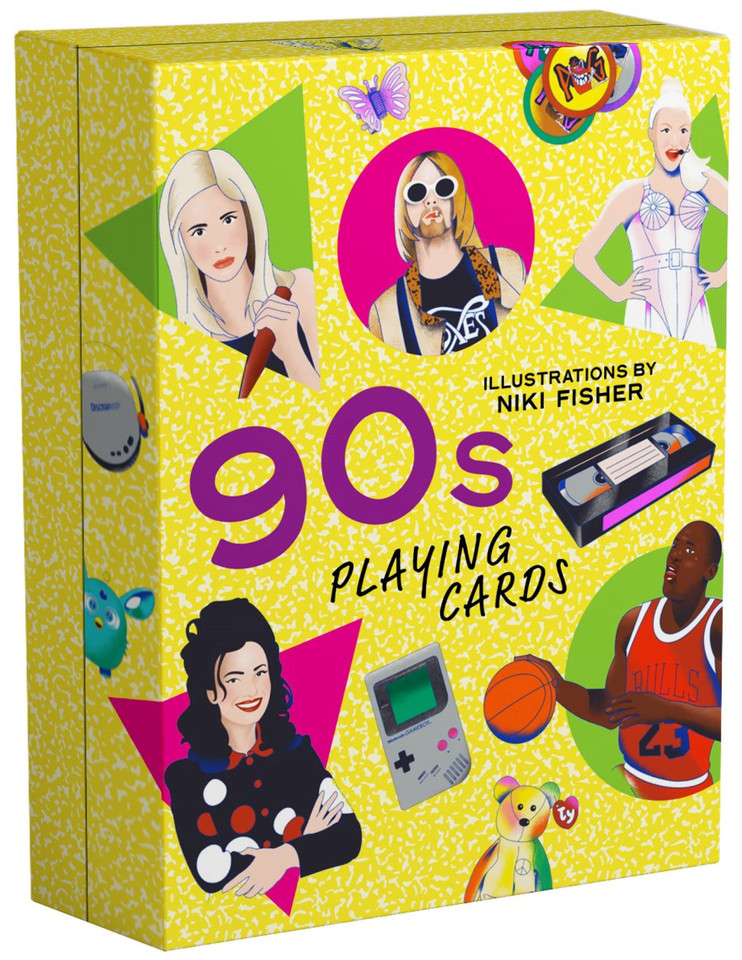 90s Playing Cards: Featuring the Decade's Most Iconic People, Objects, and Moments book cover by 