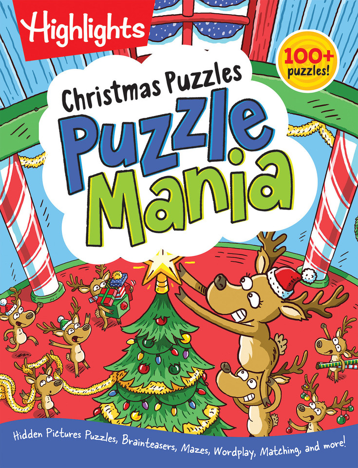 Christmas Puzzles: Kids Christmas Puzzle Book with Mazes, Hidden Pictures, Matching Games and More than 100 Holiday Activities for Kids 6 and Up (Highlights Puzzlemania Activity Books) book cover by 