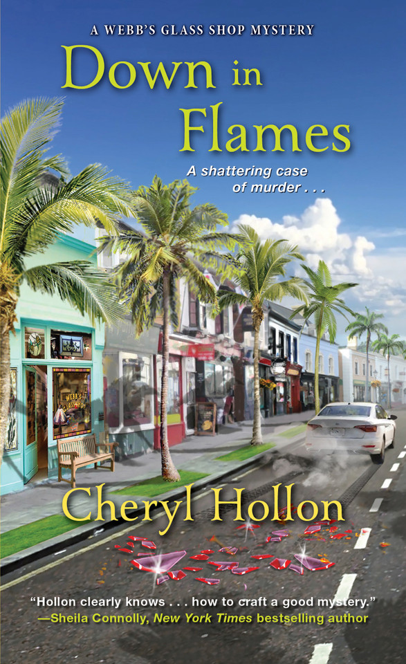 Down in Flames (A Webb's Glass Shop Mystery) book cover by Cheryl Hollon