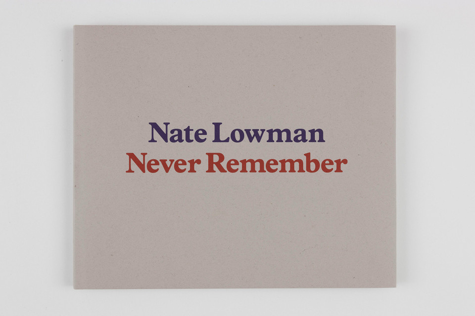 Nate Lowman: Never Remember book cover by 