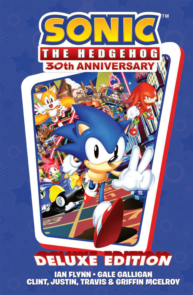 Sonic the Hedgehog 30th Anniversary Celebration: The Deluxe Edition book cover by Ian Flynn, Gale Galligan, Justin McElroy, Travis McElroy, Griffin McElroy