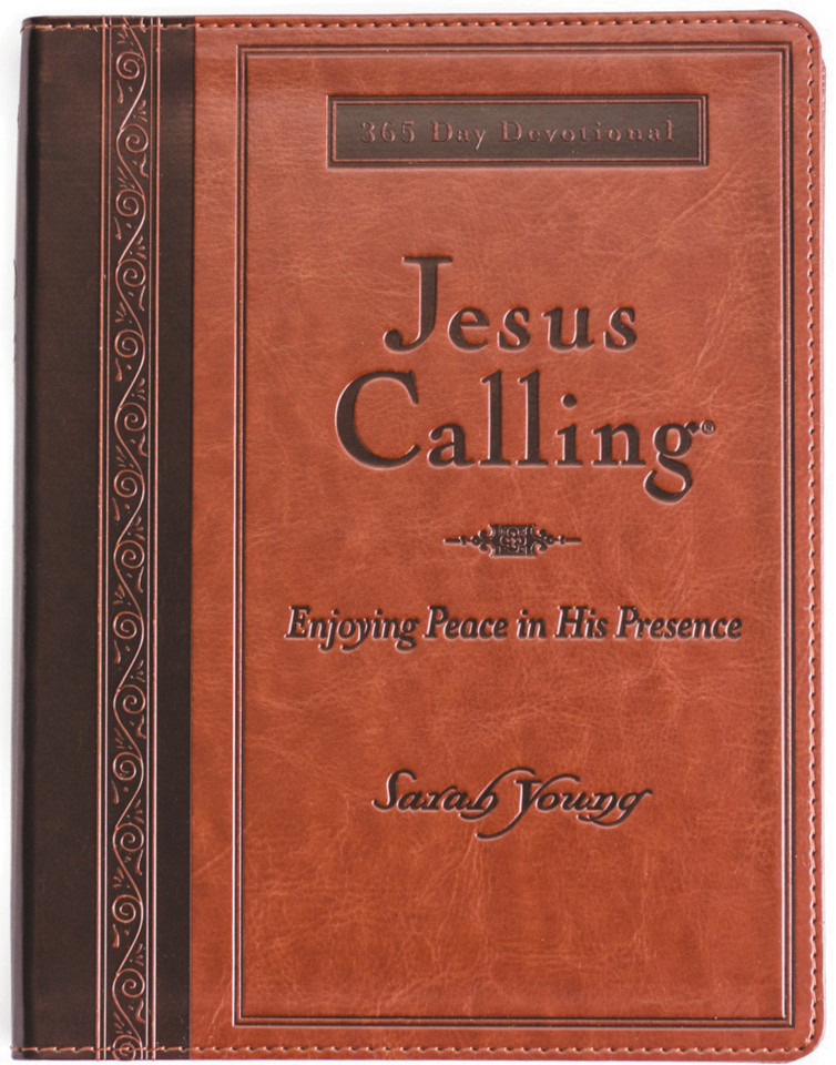 Jesus Calling, Large Text Brown Leathersoft, with Full Scriptures: Enjoying Peace in His Presence (A 365-Day Devotional) (Jesus Calling®) book cover by Sarah Young