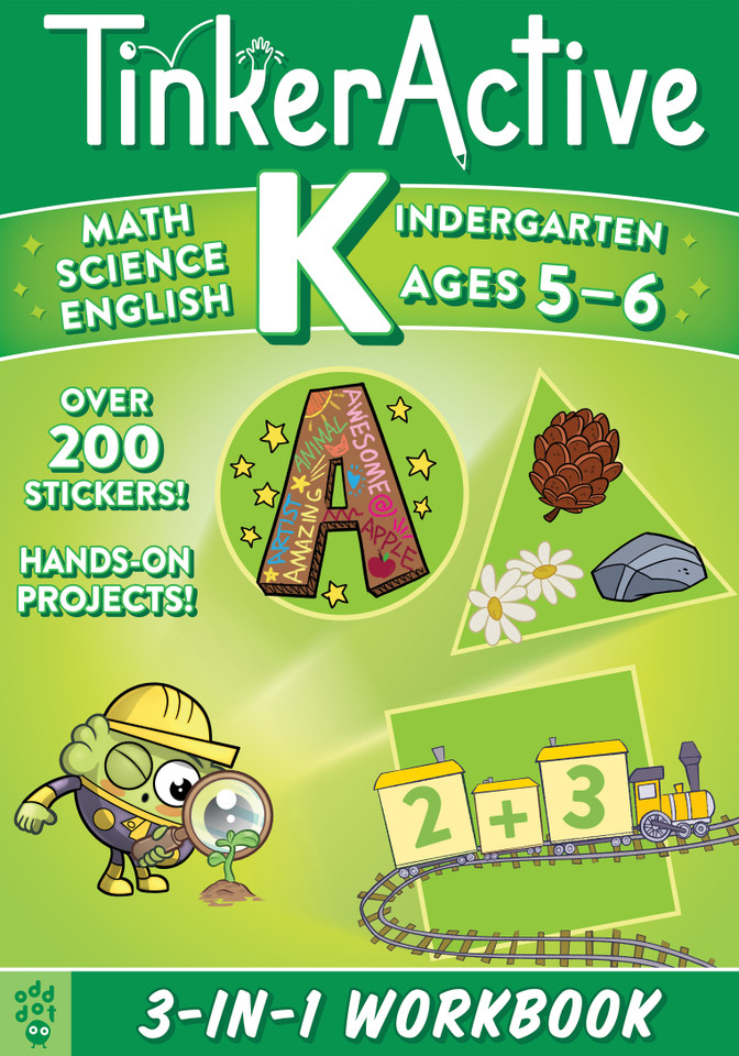 TinkerActive Kindergarten 3-in-1 Workbook: Math, Science, English Language Arts (TinkerActive Workbooks) book cover by Megan Hewes Butler, Nathalie Le Du