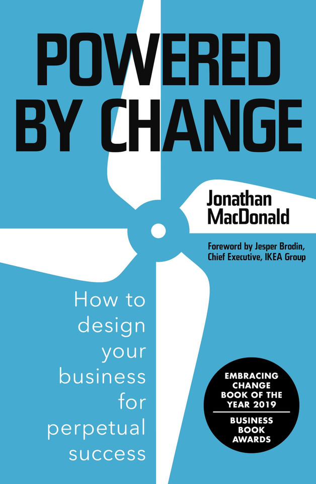 Powered By Change: How to design your business for perpetual success book cover by Jonathan MacDonald