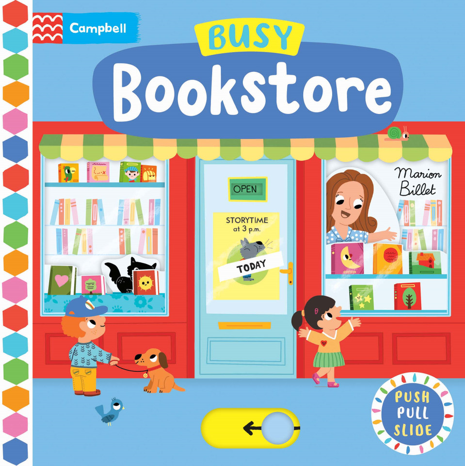 Busy Bookstore: Push, Pull, Slide (Busy Books) book cover by Marion Billet