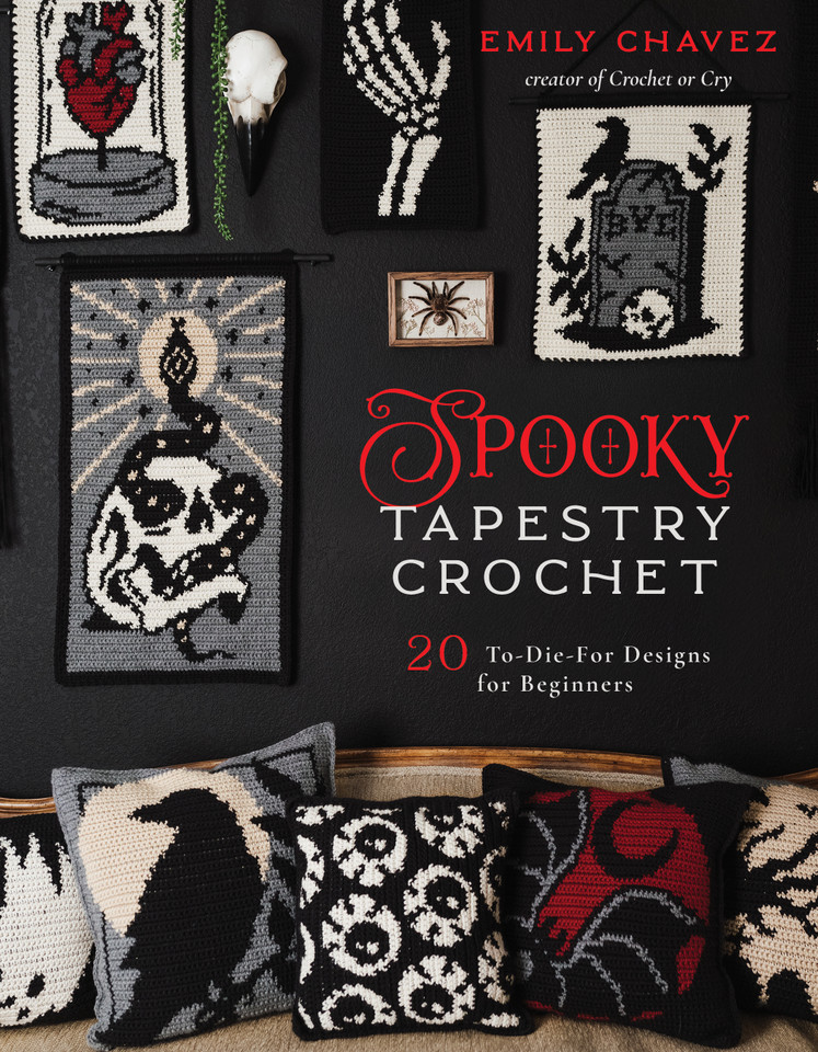Spooky Tapestry Crochet: 20 To-Die-For Designs for Beginners book cover by Emily Chavez