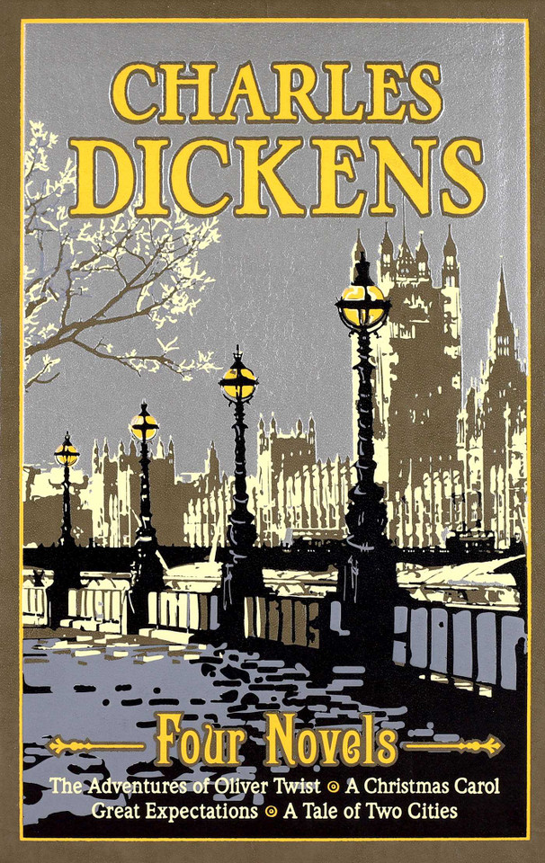 Charles Dickens Four Novels: The Adventures of Oliver Twist, A Christmas Carol, Great Expectations, A Tale of Two Cities (Leather-bound Classics) book cover by Charles Dickens