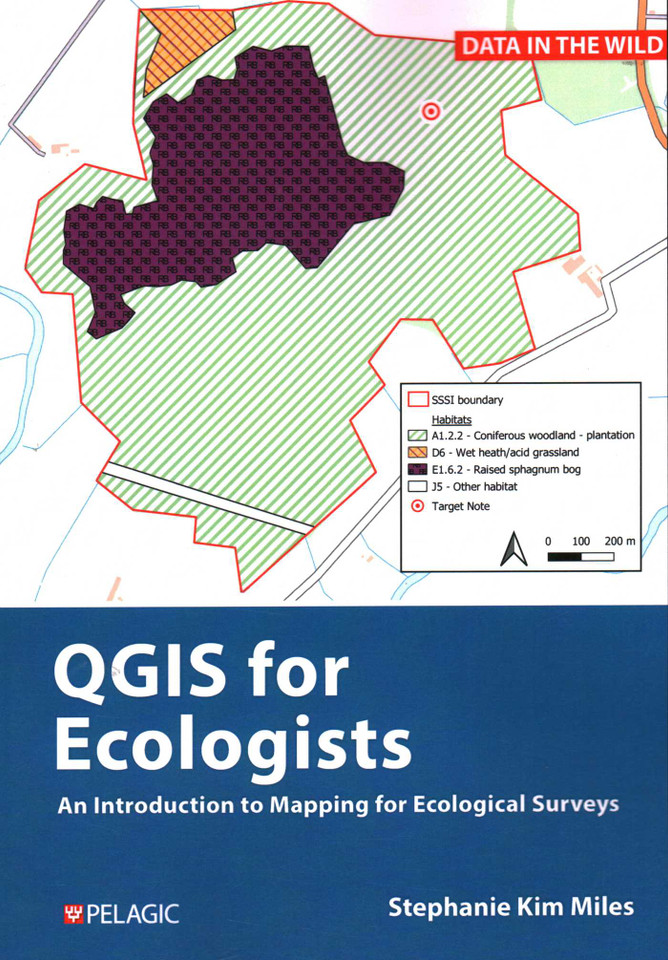 QGIS for Ecologists: An Introduction to Mapping for Ecological Surveys book cover by Stephanie Miles