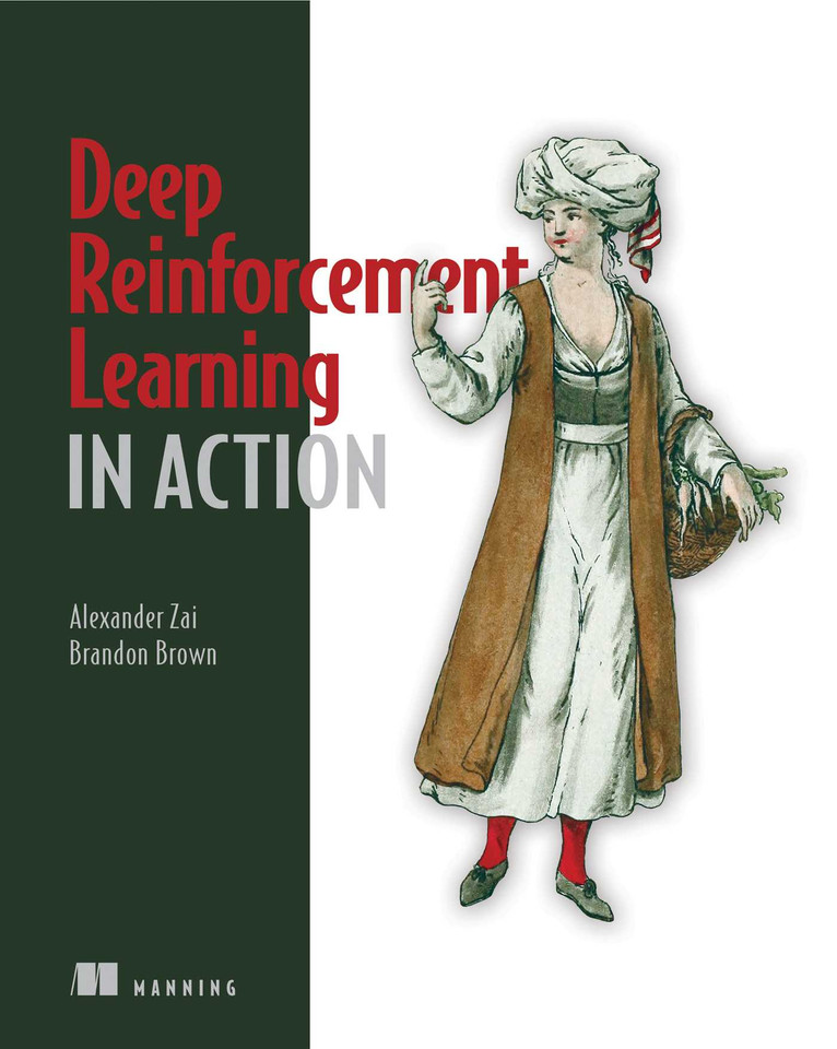 Deep Reinforcement Learning in Action book cover by Alexander Zai, Brandon Brown