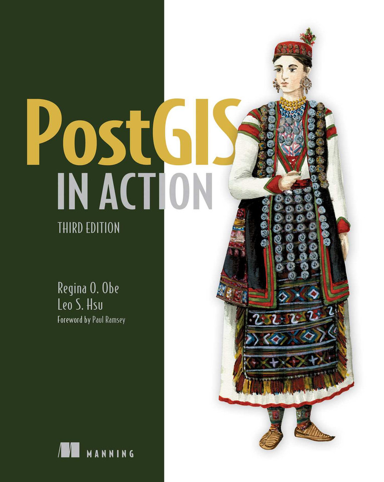 PostGIS in Action, Third Edition book cover by Leo S. Hsu, Regina Obe
