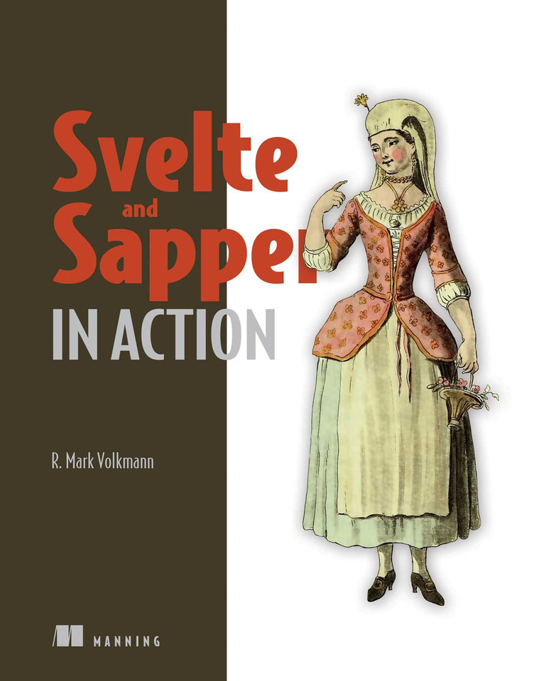 Svelte and Sapper in Action book cover by Mark Volkmann