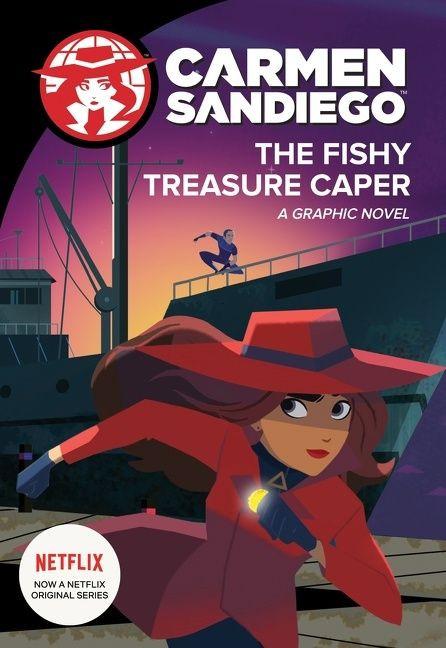 The Fishy Treasure Caper Graphic Novel (Carmen Sandiego Graphic Novels #2) book cover by Clarion Books