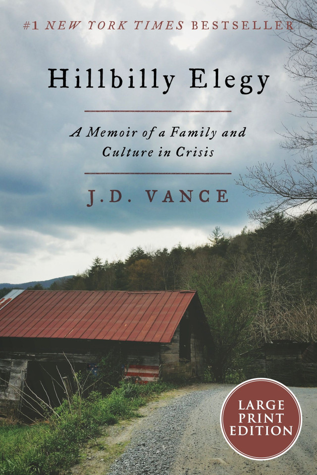 Hillbilly Elegy: A Memoir of a Family and Culture in Crisis book cover by J. D. Vance