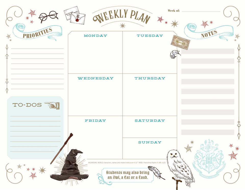Harry Potter: Weekly Planner Notepad: (Harry Potter School Planner, Harry Potter Gift, Harry Potter Stationery, Undated Planner) (Harry Potter) book cover by Insights